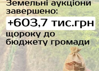Земельні аукціони завершено: +603,7 тис. грн щороку до бюджету громади